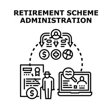 Retirement scheme administration planning managing investments Stock Illustration