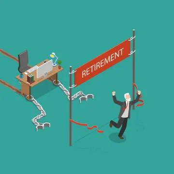 Retirement vector flat isometric illustration. Stock Illustration