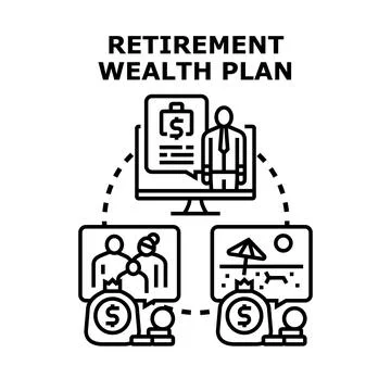 Retirement wealth plan managing future financial savings Stock Illustration