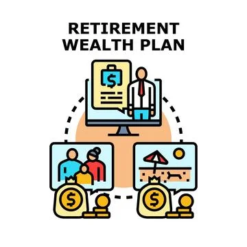 Retirement wealth plan managing future financial savings Stock Illustration
