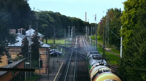 Retiring freight train. Shot from above Video stock 55758008