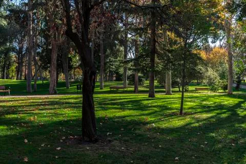 Retiro park in the city of Madrid Stock Photos