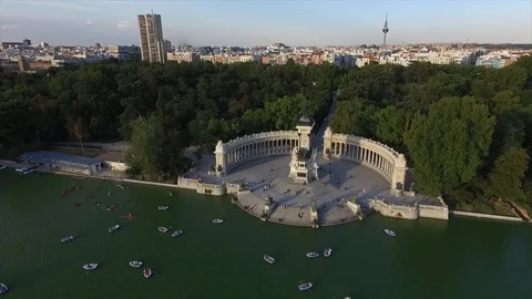 Retiro Park Sunset Stock Footage 113582122