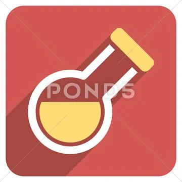 Retort Flat Rounded Square Icon with Long Shadow Stock Illustration