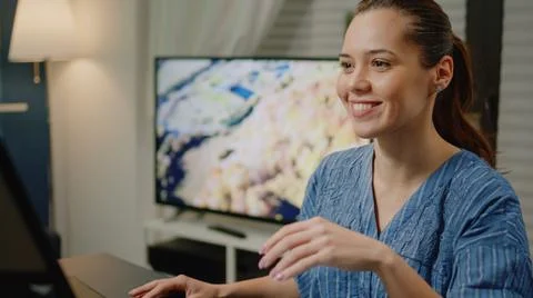 Retouch artist using computer and monitor at studio Stock Photos