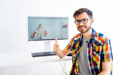 Retoucher editing photos Stock Photos
