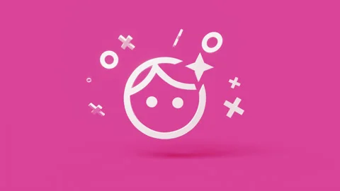 Retouching 3d icon on a simple pink background 4k seamless animation loop Stock Footage 202091683