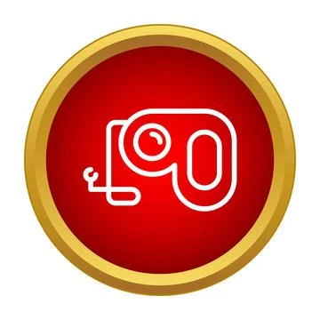 Retractable dog leash icon on red button 스톡 일러스트