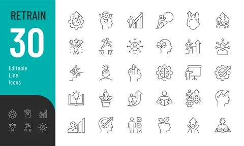 Retrain Line Editable Icons set. Stock Illustration