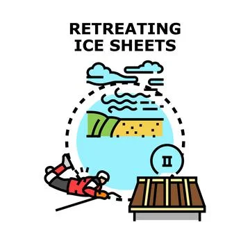 Retreating ice sheets climate change vector illustration concept Stock Illustration