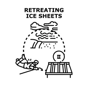 Retreating ice sheets climate change vector illustration concept Stock Illustration