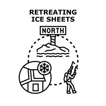 Retreating ice sheets concept global climate change Stock Illustration