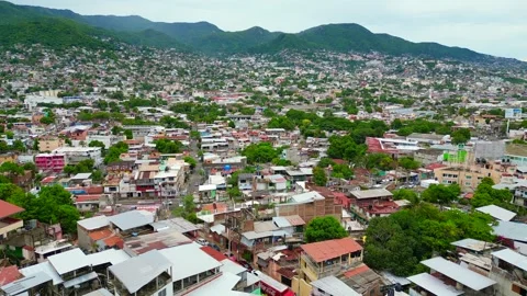 Retreating Through Time: Aerial Exploration of Acapulco's Historic Districts Stock Footage 266136116