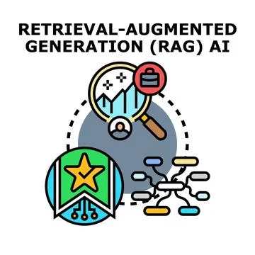 Retrieval augmented generation ai system developing data Illustrazione stock