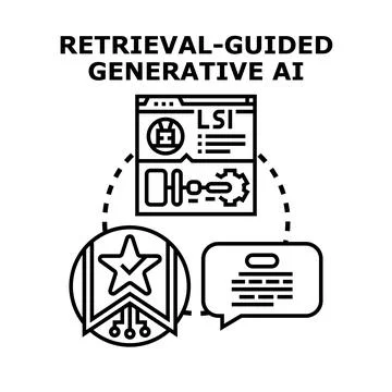 Retrieval augmented generation ai system and data flow Stock Illustration