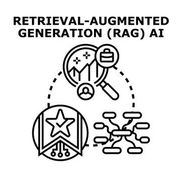 Retrieval augmented generation ai system developing data Stockillustratie