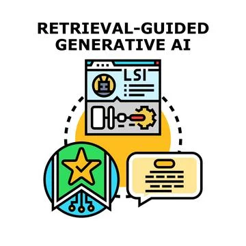 Retrieval augmented generation ai system and data flow Stock Illustration