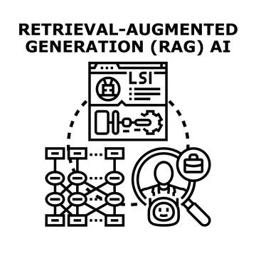 Retrieval augmented generation artificial intelligence concept Stock Illustration