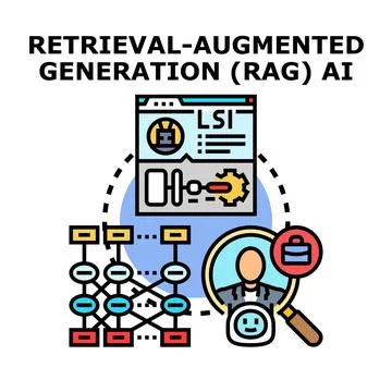 Retrieval augmented generation artificial intelligence concept Illustrazione stock