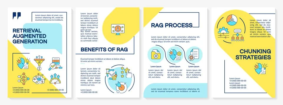 Retrieval augmented generation blue and yellow brochure template Illustrazione stock