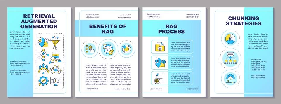Retrieval augmented generation blue brochure template Illustrazione stock