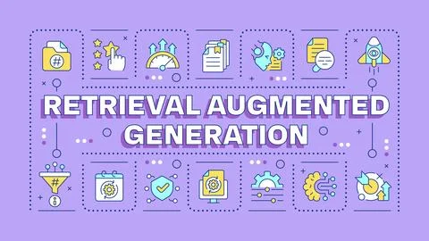 Retrieval augmented generation purple word concept Stock Illustration