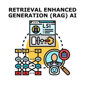 Retrieval enhanced generation rag ai concept Stock Illustration