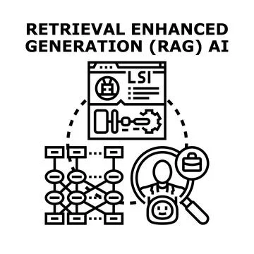 Retrieval enhanced generation rag ai concept Stock Illustration
