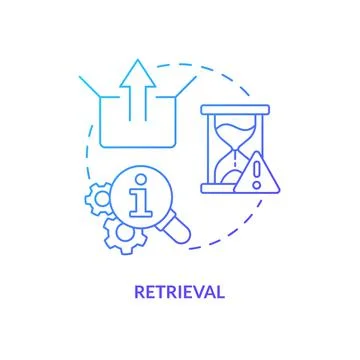 Retrieval information in brain blue gradient concept icon Stock Illustration