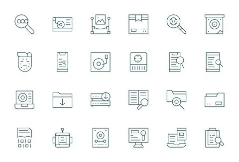 Retrieve Exclusive Vector Set featuring 24 Thin Line Pixel Aligned High Res.. Stock Illustration