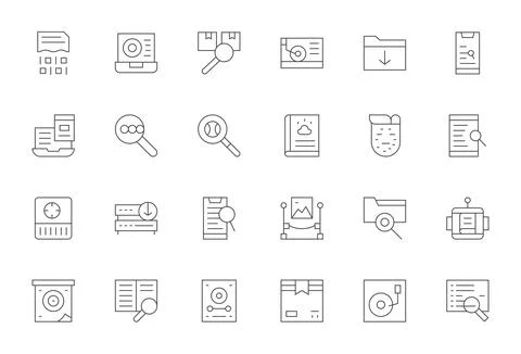 Retrieve Scalable Vector Set featuring 24 Detail Enhanced Thin Line 128x128.. Stock-Illustration