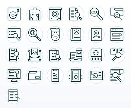Retrieve Vector Icon Library with 25 Regular Line Retina Ready Editable Desig Stock Illustration