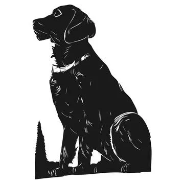 Retriever logo hand drawn vector black and white Stock Illustration