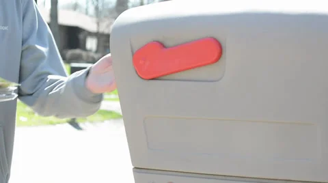 Retrieving Mail From Mail Box Stock Footage 37350940