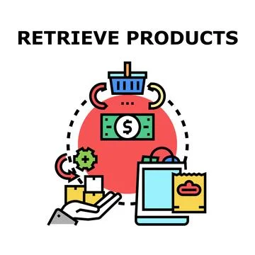Retrieving products concept for e commerce and online shopping Stock Illustration