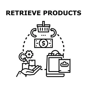 Retrieving products concept for e commerce and online shopping Stock Illustration