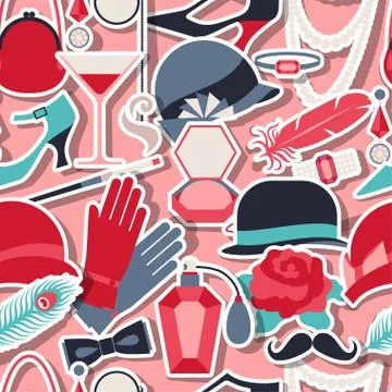 Retro of 1920s style seamless pattern Stock Illustration