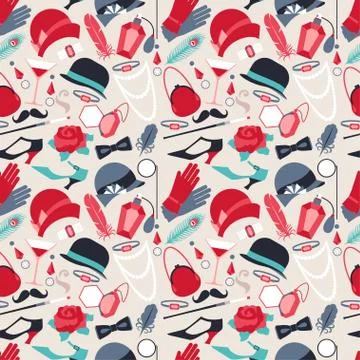 Retro of 1920s style seamless pattern Illustrazione stock