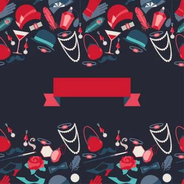 Retro of 1920s style seamless pattern Illustrazione stock