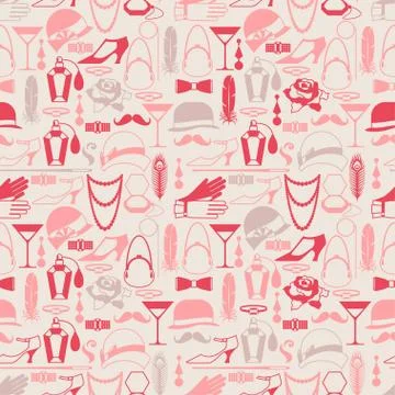 Retro of 1920s style seamless pattern Illustrazione stock