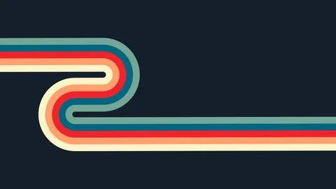 Retro 1970s Abstract Vector Background, Colorful Geometric Shapes and Lines Stock-Illustration