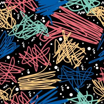 Retro 1980s doodle pattern background Stock Illustration