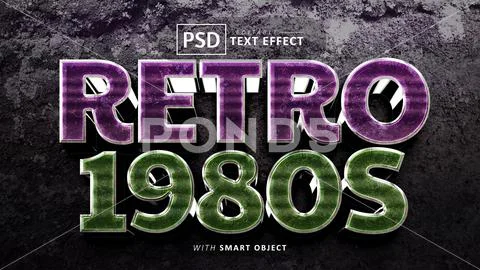 Retro 1980s text effect editable Modello PSD