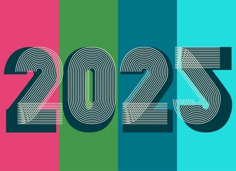 Retro 2025 abstract background vector illustration. Trendy graphic design f.. Stock Illustration