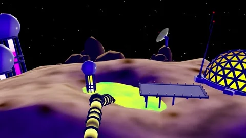 Retro 3D Asteroid Base Loop - Original Stock Footage 304717124