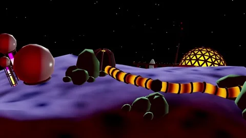 Retro 3D Asteroid Base Loop - Color Variation Stock Footage 304717838