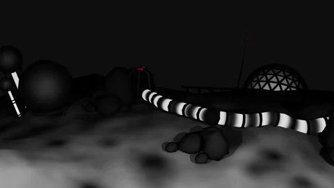 Retro 3D Asteroid Base Loop - Dark Stock Footage 304718444