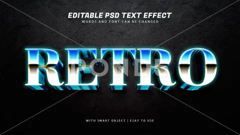 Retro 3d blue gradient text effect editable PSD Template