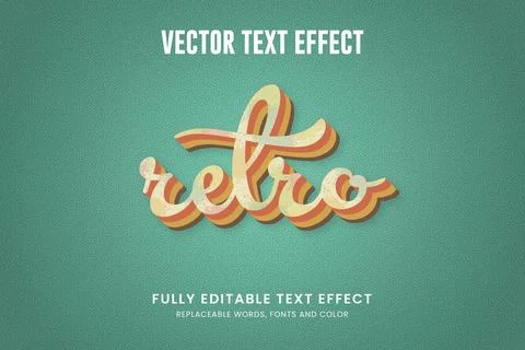 Retro 3D Editable Vector Text Effect Stock Illustration