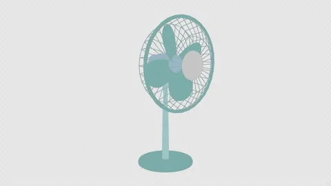 Retro 3D Electric Fan Rotating Oscillating 4K Loop Alpha Vídeo Stock 336035864